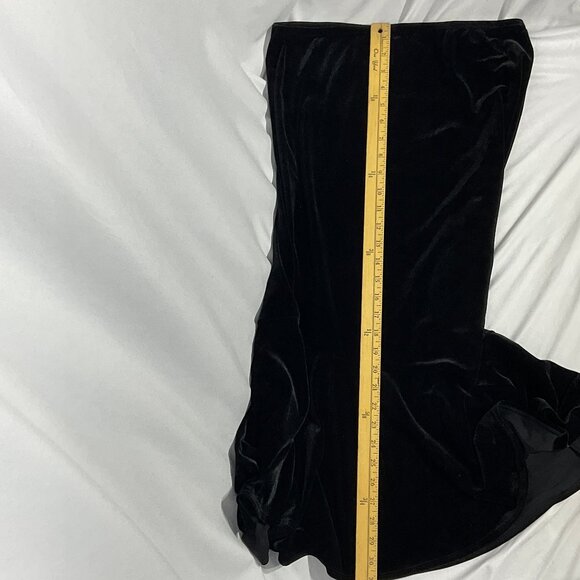 Black Velvet Midi Skirt with Bottom Founce Sz Med - Picture 8 of 9
